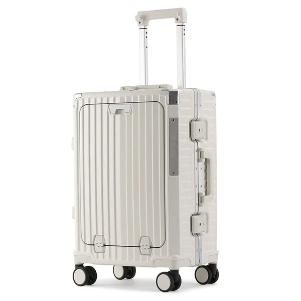 20/24/26/28 Inch Aluminum Frame Travel Suitcase Trolley Case Front Opening Rolling Luggage Password Box Suitcase Boarding Case