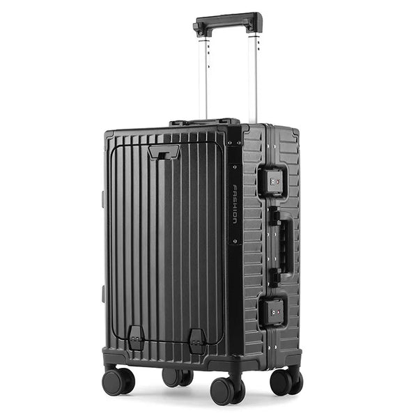 20/24/26/28 Inch Aluminum Frame Travel Suitcase Trolley Case Front Opening Rolling Luggage Password Box Suitcase Boarding Case